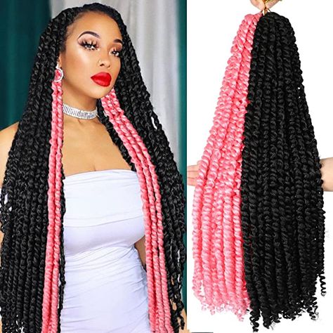 Hot Pink Passion Twist, Passion Twists Hairstyle With Color Red, Black And Red Passion Twist, Passion Twist Pink And Black, Long Red Passion Twist, Passion Twist Crochet, Passion Twist Hair, Braiding Hairstyles, Twist Hair