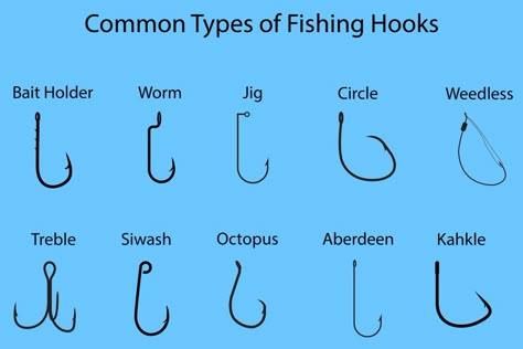 Fishing Hooks 101: Parts, Sizes, Types, and More Fishing Hooks Types, Fishing For Beginners Tips, Organizing Fishing Gear, Types Of Fishing Lures, Fishing Knowledge, Fishing Line Knots, Fish Chart, Fishing Hook Knots, Fishing Basics