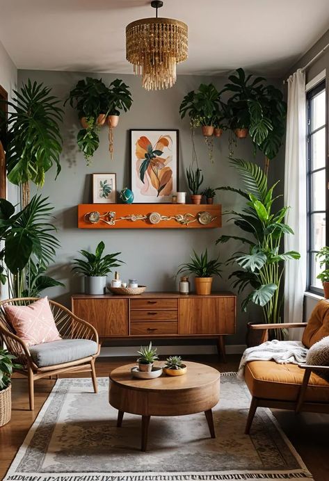 Mid Century Eclectic Decor, Boho Mid Century Modern Living Room, Cozy Mid Century Modern Living Room, Hormone Balancing Foods, Mid Century Modern Eclectic, Mid Century Interior Design, Boho Mid Century Modern, Modern Living Room Ideas, Boho Ideas