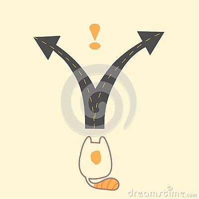 The cat confused about two direction. Two way street with direction business vector Cat Confused, Two Way Street, Drawing Hair Tutorial, Drawing Hair, Concept Illustration, Business Concept, Business Person, How To Draw Hair, A Cat