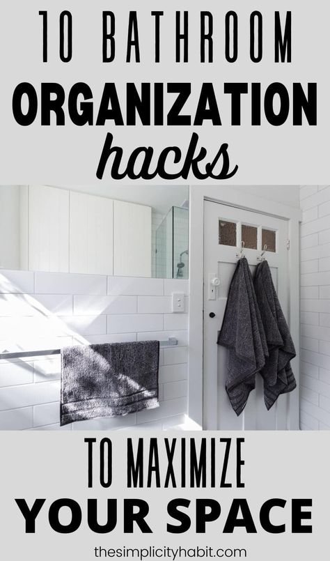 Use these 10 bathroom organization hacks to maximize your space. By clearing the bathroom clutter and using smart organization solutions you can make your bathroom look and function better. Use these organization tips to get your bathroom in shape today! #organize #bathroom #maximizespace #minimizestuff Organize Bathroom, Bathroom Clutter, Bathroom Organization Hacks, Smart Organization, Declutter Your Home, Home Organization Hacks, Organization Solutions, Organization Tips, Maximize Space