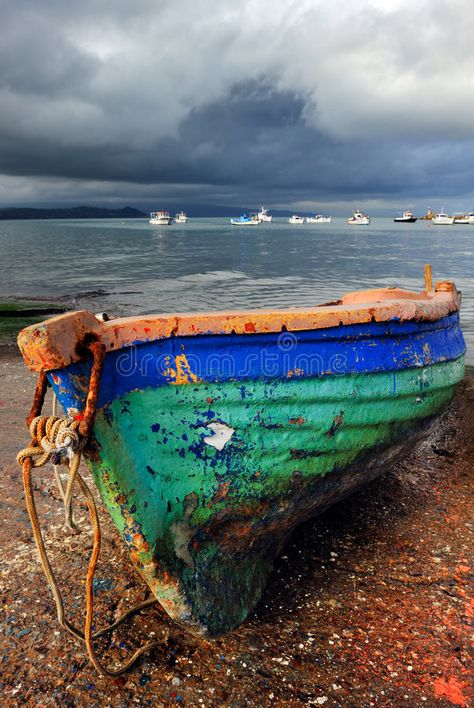 Old colorful fishing boat royalty free stock photography Boat Photography, Old Boats Abandoned Ships, Fishing Boat Painting, Boat From Underwater, Fishing Boats Painting, Boat Silhouette, Coastal Boat Photography Art, Old Fishing Boats Paintings, Boat Paint