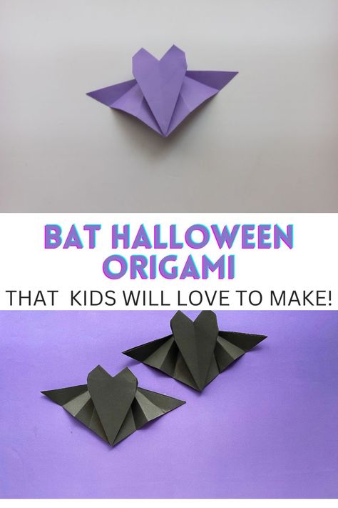 How To Make Paper Bats For Halloween, Origami Bats Easy, Flying Bat Craft For Kids, Hanging Paper Bats Diy, Bat Origami, Origami Bats, Origami Bat, Contact Paper Crafts, Paper Bats