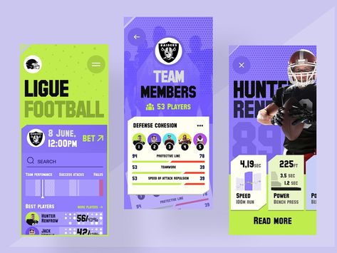 Sports app design by Anastasia Golovko on Dribbble Sport App Design, App Mobile Design, Login Page Design, Football App, P Design, Sports App, Football Design, Nfl Sports, App Ui Design