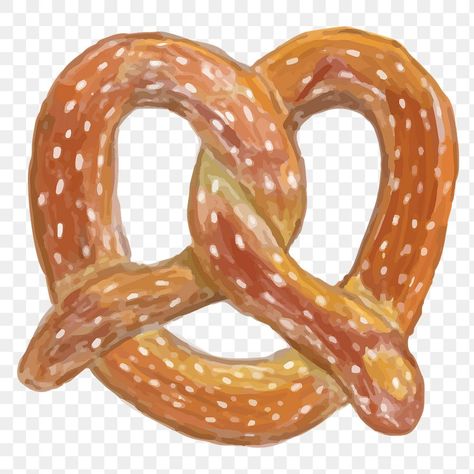 Pretzel Watercolor, Pretzel Drawing, New York Illustration, Pretzel Bread, Soft Pretzel, Food Png, Png Aesthetic, Food Stall, Watercolor Drawing