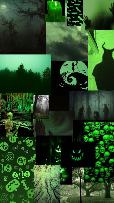 Black And Green Halloween Wallpaper, Green Halloween Lockscreen, Neon Green Halloween Wallpaper, Sage Green Halloween Wallpaper, Green Spooky Wallpaper, Neon Green Halloween Aesthetic, Green Wallpaper Halloween, Halloween Green Aesthetic, Green Halloween Aesthetic Wallpaper