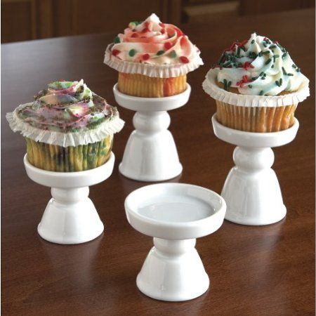 Amazon.com: Cute Glass Ceramic Cupcake Pedestal Mini Centerpiece Stands Set Of 4: Kitchen & Dining Tiered Cupcake Display, Ceramic Cupcake, Mini Cake Stand, Cake Stand Decor, Pomander Balls, Cake Stand Ceramic, Cake Pedestal, Cake Pop Stands, Cake And Cupcake Stand