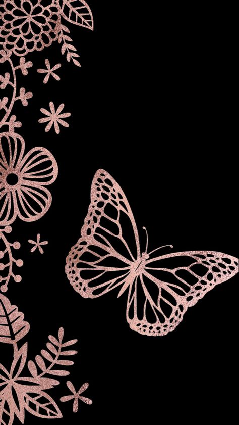 #rosegold #black #wallpaper #lockscreen #background Black And Rose Gold Wallpaper Iphone, Black And Rosegold Wallpapers, Rose Gold Butterfly Wallpaper, Black And Rose Gold Wallpaper, Black Wallpaper Lockscreen, Rose Gold Lockscreen, Iphone Background Roses, Carpet Ideas 2023, Rose Gold Wallpaper Iphone