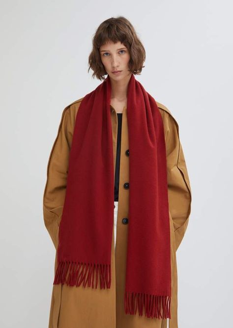 Acne Studios Canada Wool Scarf Acne Scarf, Red Wool Scarf, Shawl Outfit, Beanie Outfit, Checked Scarf, Oversized Scarf, Red Scarves, Red Wool, Rust Color