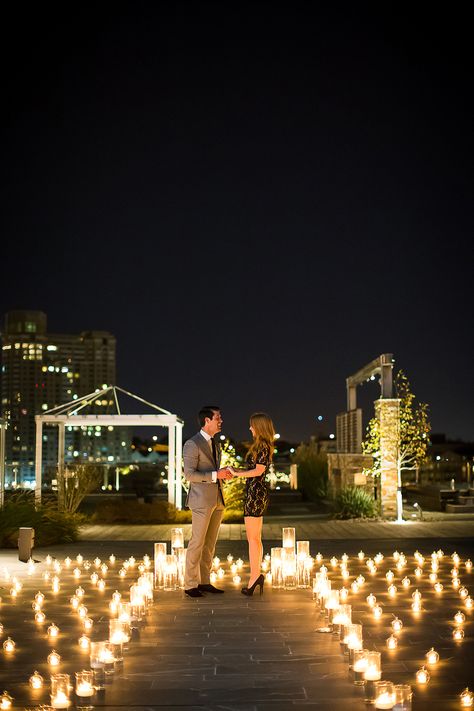 candle lit proposal Proposal Ideas Night, Rooftop Proposal Ideas, Candlelight Proposal, Rooftop Proposal, Justin Tucker, Cute Proposal Ideas, Marriage Proposal Ideas, Proposal Candles, Proposal Pictures