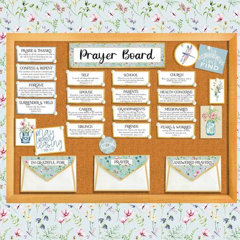 Scriptures For Prayer Board, Prayer Board Categories, Diy Prayer Board Ideas, Bible Board Ideas, Prayer Board Ideas Diy Free Printables, Prayer Board Inspiration, Prayer Bulletin Board, Prayer Board Ideas Creative, Prayer Board Ideas Diy