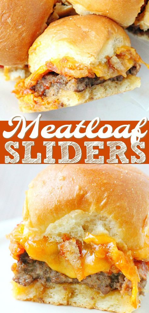 Crazy Sandwiches, Yummy Sliders, Meatloaf Sliders, Cheeseburger Recipes, Appetizers Meat, Party Sliders, Gourmet Lunch, Sliders Recipes, Sliders Recipes Chicken