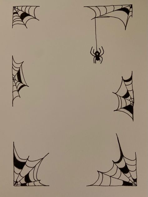 Spooky Frame Drawing, Cobweb Doodle, Easy Spiderweb Drawing, Spiderweb Drawing Simple, Spiderweb Doodle, How To Draw A Spider Web, Spiderweb Sketch, Spiderweb Drawings, Cute Spooky Drawings