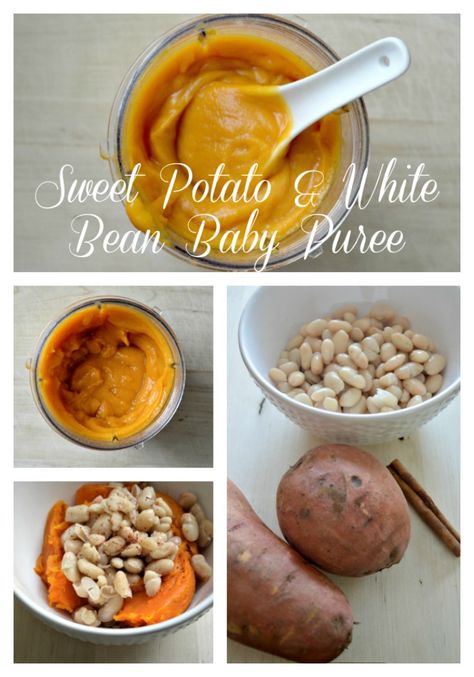 White Sweet Potato Recipe, Baby Food Recipes 6 Months, Bean Puree, White Bean Puree, Baby Food Recipe, Baby 6 Months, Making Baby Food, Diy Baby Food, Yummy Sweet Potatoes