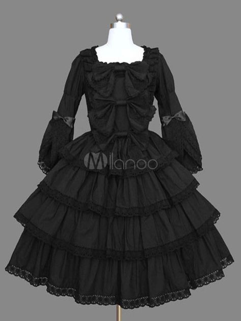 Gothic Lolita OP Dress Black Ruffles Lolita One Piece Dresses Black Frilly Dress, Ball Gowns Vintage, Black Ball Gown, Op Dress, Dress Sale, Layer Dress, One Piece Dress, Lolita Dress, Black Ruffle