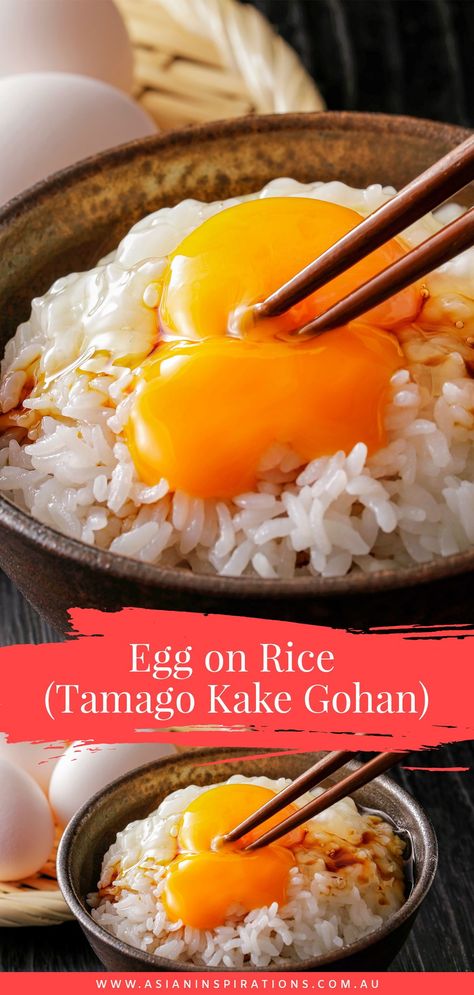 Tamago Kake Gohan Recipe, Asian Inspired Breakfast, Rice And Egg Recipe, Japanese Breakfast Recipes, Egg On Rice, Tamago Kake Gohan, Pork Bowl Recipe, Kabocha Squash Recipe, Rice Egg