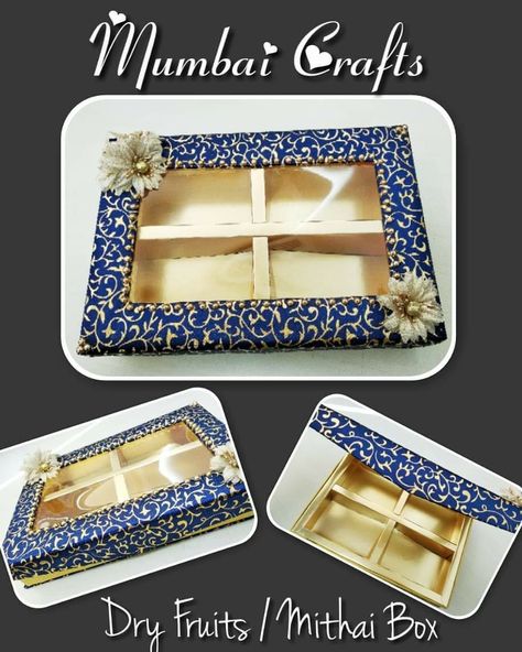 Beautiful Dry Fruit / Mithai Box for Diwali Diwali Mithai Box Ideas, Diwali Mithai, Engagement Platter, Fruit Business, Coconut Decoration, Mithai Boxes, Sweet Box Design, Diwali Ideas, Dry Fruit Box