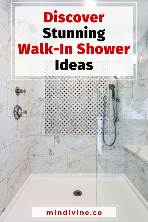 Need some inspiration for your bathroom remodel? Here are 20 creative walk-in shower ideas that can transform your bathroom into a spa-like retreat. Walk In Shower Two Shower Heads, Coastal Master Bathrooms With Walk In Showers, Shower Bench And Niche, Guest Room Shower Ideas, Beautiful Walk In Showers, Shower Stalls Walk In, Spa Like Walk In Shower Ideas, Walk In Shower Shelf Ideas, Shower Entry Ideas