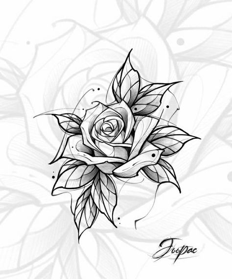 Rose Floral Tattoo Design, Art Tattoo Design, Rose Tattoo Stencil, Etching Tattoo, Rose Hand Tattoo, Rose Stencil, Flower Tattoo Drawings, Single Line Tattoo, Flower Drawing Tutorials