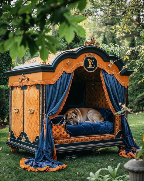 If Only | AI artist (@ifonly.ai) • Photos et vidéos Instagram Pet Bedroom, Fancy Dog Beds, Dog Beds Homemade, Princess Pet, Dogs House, Dog Lounge, Cardboard Cat House, Bed Crown, Cool Dog Houses