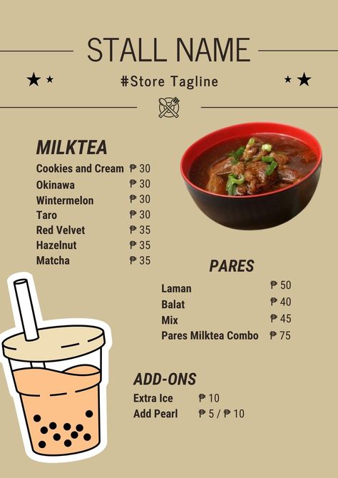 https://pin.it.menuforparesandmilktea/4TzCrLRpA Milktea Menu Layout, Milktea Menu Design, Milk Tea Menu, Menu Design Layout, Bubble Tea Flavors, Cafe Menu Design, Tea Flavors, Chai Coffee, Menu Layout