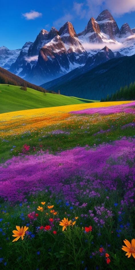 Mountain Landscape Photography, Mountain Background, Grass Flower, Nice Pictures, Sky Photos, Night Sky Photos, Landscape Wallpaper, Flower Backgrounds, Flower Field