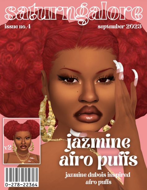 jazmine afro puffs 🍒 Sims 4 Afro, Huge Afro, Jazmine Dubois, Sims 4 Afro Hair, Sims Download, Cc Packs, Afro Puffs, Clothes Cc, Sims 4 Black Hair