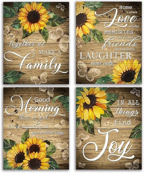 Amazon.com: Inspirational Bible Wall Art, Sunflower Wall Decor, Inspirational Quotes Poster for Women Girl Bedroom Home Office, Rustic Art Painting, Sunflower Wall Decor for Women Girl BFF Set of 4(8"X10"), Unframe-85: Posters & Prints Rustic Art Painting, Office Rustic, Sunflower Quotes, Sunflower Wall Decor, Farmhouse Paintings, Art Sunflower, Bible Wall Art, Quotes Poster, Sunflower Pictures