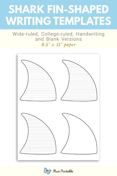 Writing Paper Template, Handwriting Lines, Lined Writing Paper, Shark Fin, Writing Templates, Shark Week, Paper Template, Writing Paper, Template Printable