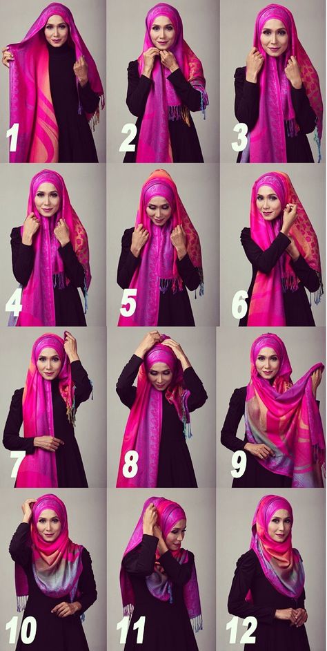 Hijab Step By Step, Square Hijab Tutorial, New Hijab Style, How To Wear Hijab, Fesyen Islam, New Hijab, Simple Hijab Tutorial, Hair Scarves, Dupatta Style