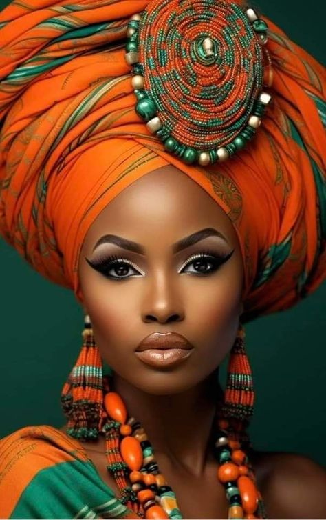 Golden Fashion, Woman Afro, African Accessories, Head Tie, African Head Wraps, Head Wrap Scarf, Africa Art, African Queen, Makeup For Black Women