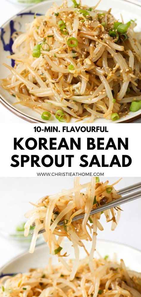 Soy Bean Salad, Bean Sprout Salad Recipes, Korean Mung Bean Sprouts, Beansprout Salad Recipes, Japanese Sides Recipes, Korean Sprouts Recipe, Canned Bean Sprouts Recipes, What To Do With Bean Sprouts, Chinese Bean Sprouts Recipe