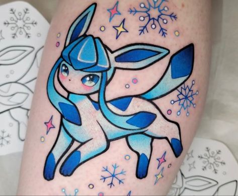 @xanthianmoon Glaceon Tattoo, Pikachu Tattoo Design, Pokemon Glaceon, Sarah Tattoo, Pokemon Tattoos, Pokemon World, Pikachu Tattoo, Nerdy Tattoos, Her Tattoo