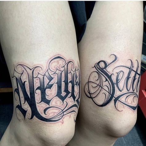 - NEVER SETTLE - Done b Full Leg Tattoos, Wallpaper Iphone Disney Princess, Lettering Tattoo, Tattoo Script, 1 Tattoo, Never Settle, Wallpaper Iphone Disney, Tattoo Lettering, Body Mods