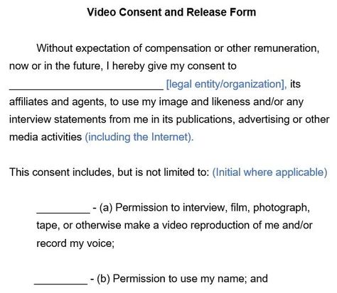 Video Consent Form Esthetician Consent Forms, Consent Forms Templates, Spa Consent Forms, Parent Consent Letter, Consent Letter, Informed Consent, Parental Consent, Take Video, Consent Forms