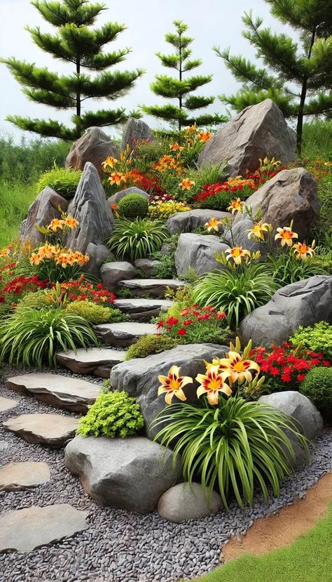 Daylily Garden, Patio Flowers, Low Maintenance Garden, Summer Decorating Ideas, Diy Garden Projects, Rustic Garden Decor, Summer Decorating, Perennial Garden, Rustic Gardens