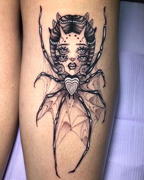 20 Looming Spider Tattoos You’ll Gladly Have Crawling On You - Body Artifact Flower Spider Tattoo, Spider Web Knee Tattoo, Spider Tattoo For Women, Candle Tattoo Design, Spider Tattoos, Teacup Tattoo, Globe Tattoos, Scary Spider, Spider Web Tattoo