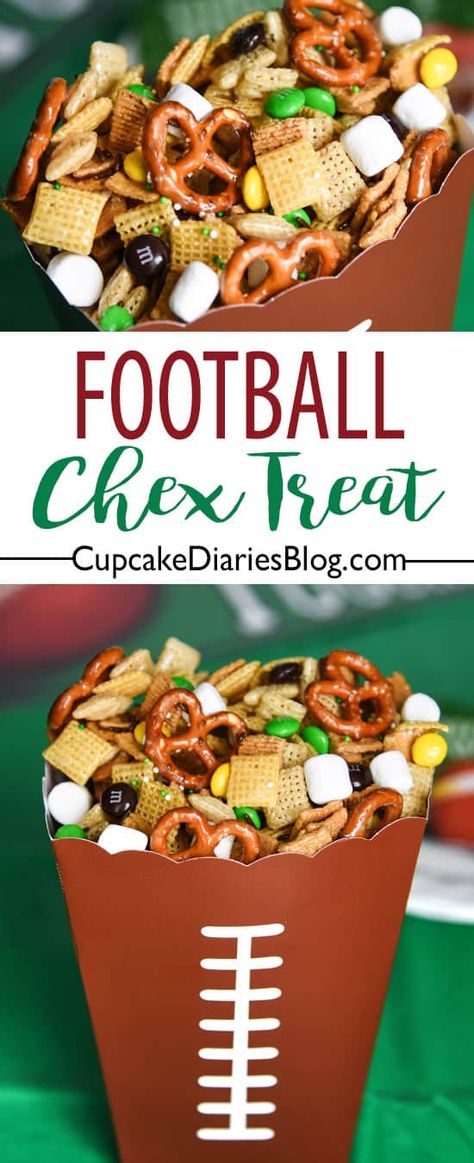 Football Chex Treat - Your game day party needs a sweet and salty treat! Football Chex Treat is the perfect game viewing snack for the whole family. Chex Cereal Treats, Football Game Snacks, Church Snacks, Team Meal, Football Recipes, Football Treats, Cupcake Diaries, Cooking Projects, Team Snacks