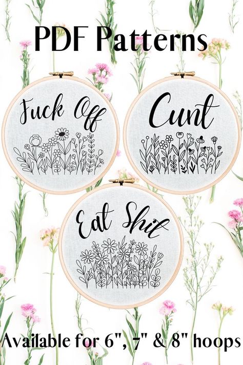 embroidery	flowers	floral	subversive	alternative	embroidery pattern	hand embroidery	alternative crafts	curse words	fuck	cunt	quote	sparky quote Cuss Word Embroidery, Inappropriate Embroidery Patterns, Snarky Embroidery Patterns, Funny Hand Embroidery Patterns, Swear Word Embroidery, Funny Embroidery Quotes, Hand Embroidery Quotes, Rude Embroidery, Back Outline