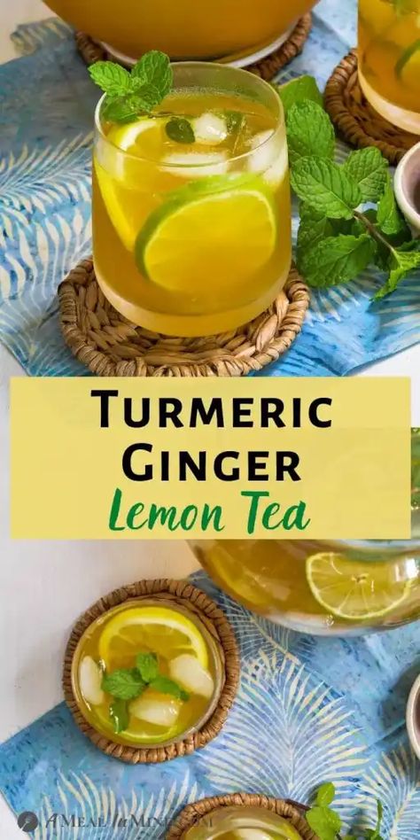 Honey And Lemon Drink, Ginger Lemon Tea, Turmeric Ginger Tea, Tea With Lemon, Green Tea And Honey, Turmeric Health, Healing Tea, Turmeric Health Benefits, Iced Tea Recipes