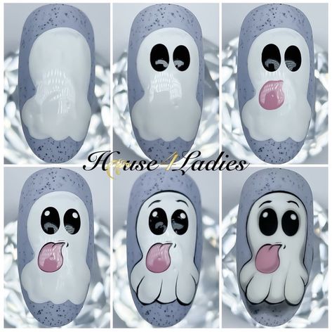 naughty little ghost #fashion #nails #halloween #halloweennails #ghost Cartoon Nail Designs Step By Step, Character Nail Art Step By Step, Nail Cartoon Art, Nailart Halloween, Ghost Fashion, Step By Step Nail Art, Halloween Nail Art Tutorial, Cartoon Nail Designs, Halloween Nails Ideas