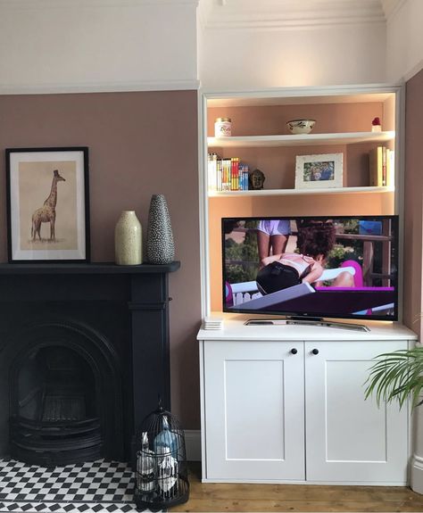 Tv In Alcove, Alcove Tv, Alcove Tv Unit, Built In Tv Unit, Alcove Ideas Living Room, Alcove Units, Alcove Cupboards, Alcove Shelving, Built In Shelves Living Room