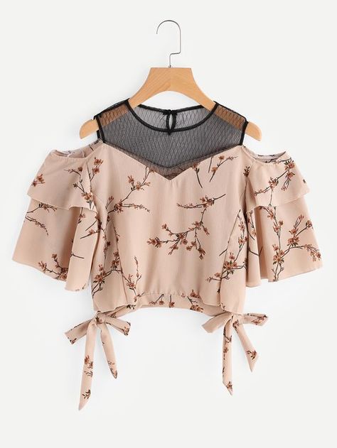 Open Shoulder Blouse, 일본 패션, Female Tops, Fashion Top Outfits, Ditsy Print, Fancy Tops, Trendy Dress Outfits, Fashion Tops Blouse, Trendy Fashion Tops