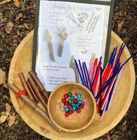 earlyyearsoutdoor on Instagram: "🔔JINGLE BELL STICKS🪵 We made a start on some of my Christmas nature activities outdoors today. The jingle bell sticks are super easy to make and perfect for little fingers. My Christmas activities set is available as a download or printed option: www.earlyyearsoutdoor.co.uk #earlyyearsoutdoor #earlyyears #earlyyearsideas #christmascrafts #natureplay #eyfsideas #outdoorlearning #finemotorskills #finemotoractivity #jinglesticks" Christmas Nursery Ideas, Jolly Christmas Postman, Jingle Bell Crafts, Christmas Nature, Forest School Activities, Eyfs Activities, Christmas Forest, Kids Create, A Start