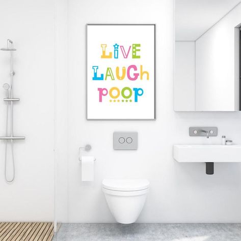 Rainbow Bathroom Decor, Colorful Bathroom Art, Children Bathroom, Printable Bathroom Signs, Kids Bathroom Sign, Toddler Bathroom, Kids Bathroom Wall Decor, Bathroom Art Printables, Bathroom Printable