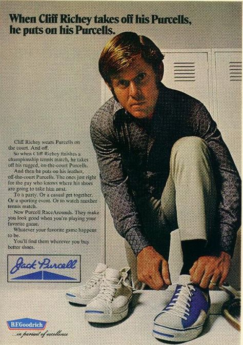 70s Celebrities, Shoe Wall Art, 60s Men, Converse Jack Purcell, Shoes Ads, Vintage Converse, Magazine Advertisement, Jack Purcell, Vintage Sneakers