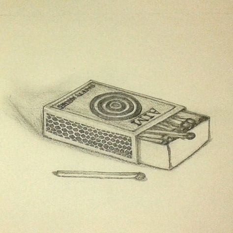 Man-made object/matchbox drawing and pencil shading or rendering Object Art Reference, Everyday Objects Drawings, Object Drawing For Elementary Exam, Matchbox Sketch, Objects To Sketch, Man Made Objects Drawings, Realistic Sketches Objects, Easy Object Drawing, Drawing Ideas Objects