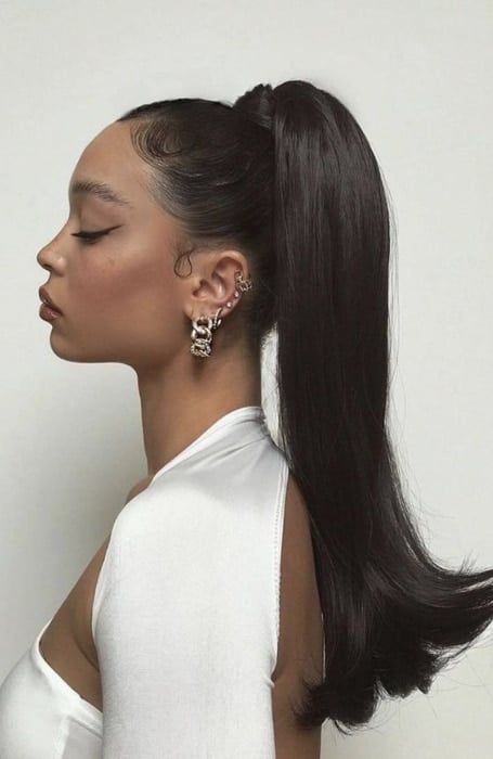 High Ponytail Hairstyles, Sleek Ponytail, Long Black Hair, Ponytail Styles, Sleek Hairstyles, High Ponytails, Baddie Hairstyles, Aesthetic Hair, Ponytail Hairstyles