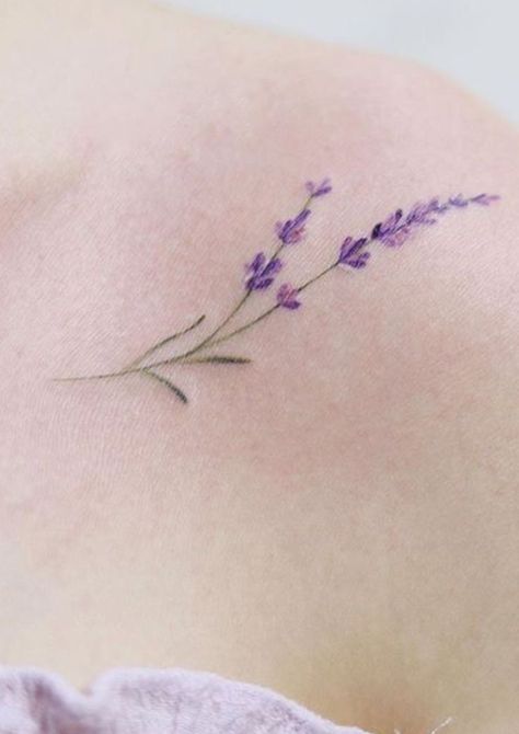 Small Purple Tattoo, Small Lavender Tattoo, Purple Heart Tattoos, Purple Flower Tattoos, Lilac Tattoo, Purple Tattoos, Small Shoulder Tattoos, Lavender Tattoo, Small Forearm Tattoos