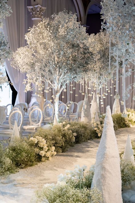 All in the Details Luxury Wedding Hall, Hall Decoration Ideas, Winter Wedding Ceremony, Wedding Church Decor, Dream Wedding Reception, Hall Decoration, Wedding Setup, Wedding Stage Design, Dream Wedding Decorations